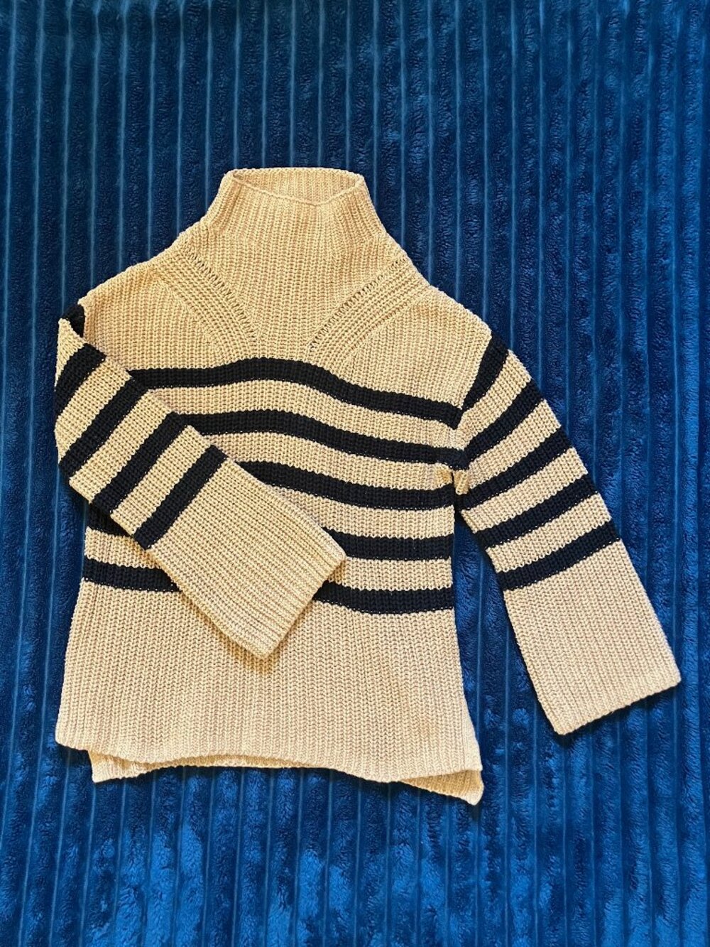 Tan and black striped sweater, size XS